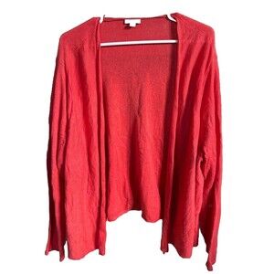 J Jill Women’s 3x Plus Size Open Front Cardigan Sweater Pink Linen Blend